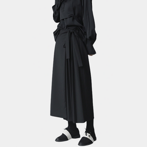 Pleated Long Techwear Trousers