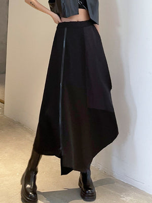Black Long Techwear Skirt