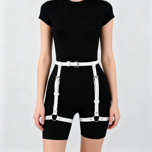 Goth PU Leather o-ring Waist Garter — women's black faux-leather goth garter accessory