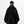 Person wearing a black outfit with a hood and mask on a white background