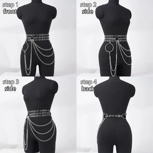 Goth PU Leather Waist Garter — women's black faux-leather goth garter accessory