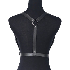 Goth Leather Waist Harness — women's black faux-leather goth harness accessory