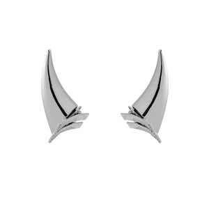 Silver demon horn hair clips, pair