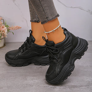 Weiße Chunky Plateau-Sneakers