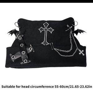 Black headband with decorative elements on a white background