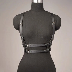 Goth Waist Corset Belt — women's black faux-leather goth belt accessory