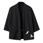 Black Winter kimono cranes