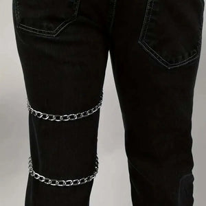 Goth Thigh Garter — women's black faux-leather goth garter accessory