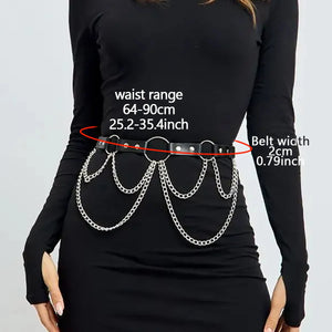 Goth PU Leather Waist Belt — women's black faux-leather goth belt accessory