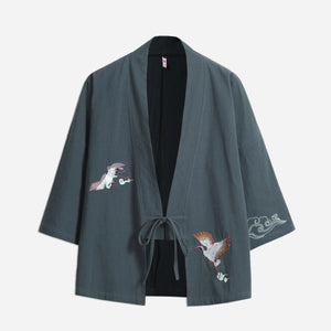 Winter kimono gray cranes