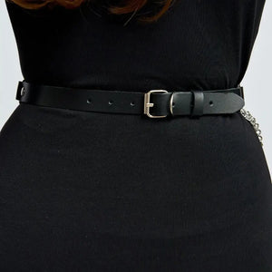 Goth PU Leather Waist Belt — women's black faux-leather goth belt accessory