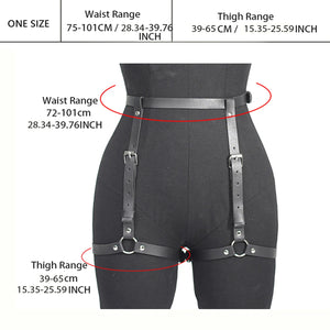 Goth PU Leather o-ring Waist Garter — women's black faux-leather goth garter accessory