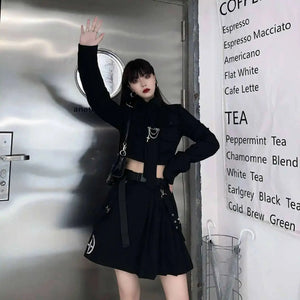 Two Pieces Set Techwear Skirt