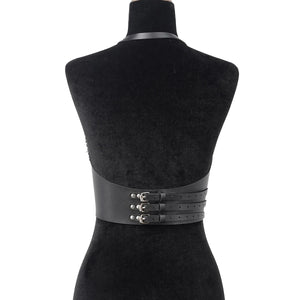 Goth Corset Belt — women's black faux-leather goth belt accessory