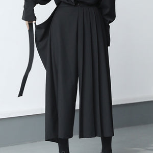 Pleated Long Techwear Trousers