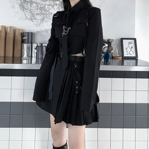 Two Pieces Set Techwear Skirt