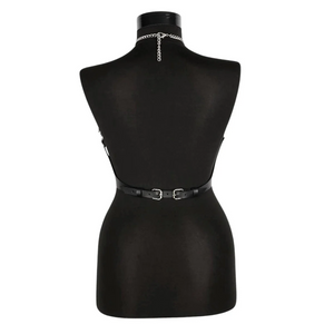 Punk Shoulder Tassel Belt — women's black faux-leather goth belt accessory
