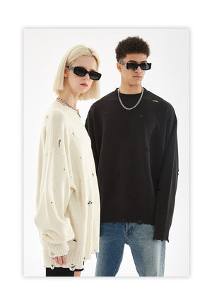 Ripped Techwear Sweaters Harajuku