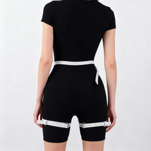 Goth PU Leather o-ring Waist Garter — women's black faux-leather goth garter accessory