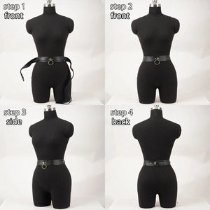 Steampunk PU Leather Waist Belt — women's black faux-leather goth belt accessory