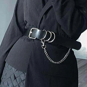 Goth Leather Harness — women's black faux-leather goth harness accessory