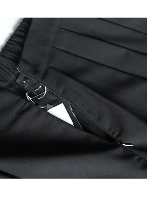 Pleated Long Techwear Trousers