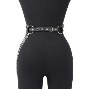 Goth PU Leather Waist Garter — women's black faux-leather goth garter accessory