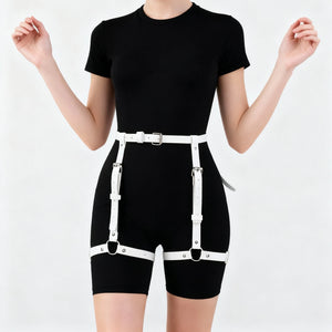 Goth PU Leather o-ring Waist Garter — women's black faux-leather goth garter accessory