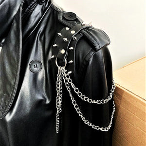 Punk PU Leather Shoulder Belt — women's black faux-leather goth belt accessory