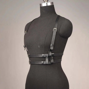 Goth Waist Corset Belt — women's black faux-leather goth belt accessory