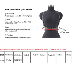 Goth suspender Waist Corset Belt — women's black faux-leather goth belt accessory
