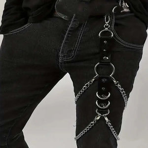 Goth Thigh Garter — women's black faux-leather goth garter accessory