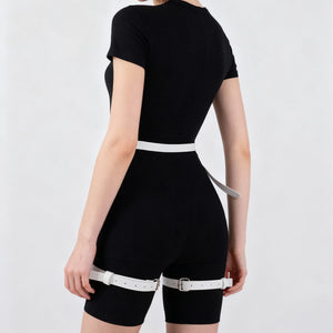 Goth PU Leather o-ring Waist Garter — women's black faux-leather goth garter accessory