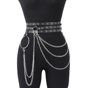 Goth PU Leather Waist Garter — women's black faux-leather goth garter accessory