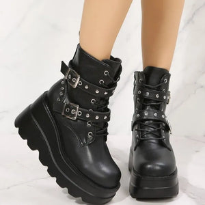 Short Black Lace Up Boots