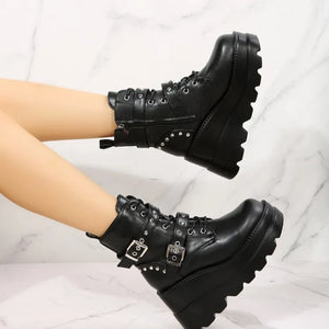 Short Black Lace Up Boots