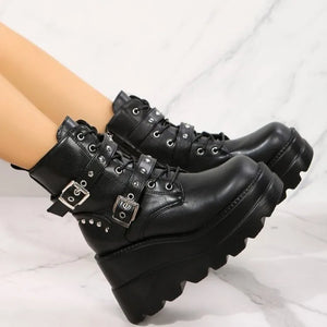 Short Black Lace Up Boots
