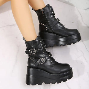 Short Black Lace Up Boots