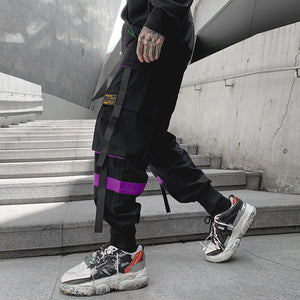 PAODIKUAI Men Techwear Matte Black Jogger Pants Relaxed Fit