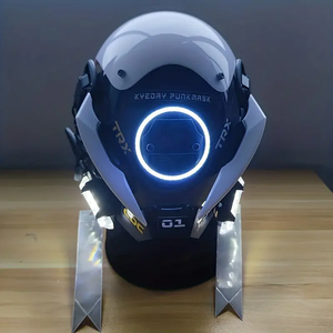 White Cyberpunk Helmet LED | CYBER TECHWEAR®