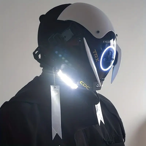 White Cyberpunk Helmet LED | CYBER TECHWEAR®