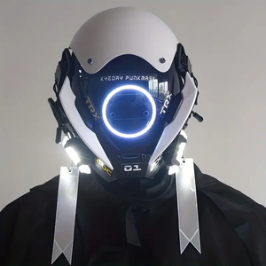 White Cyberpunk Helmet LED | CYBER TECHWEAR®