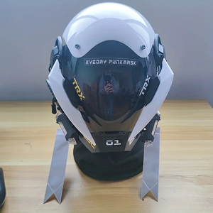 White Cyberpunk Helmet LED | CYBER TECHWEAR®