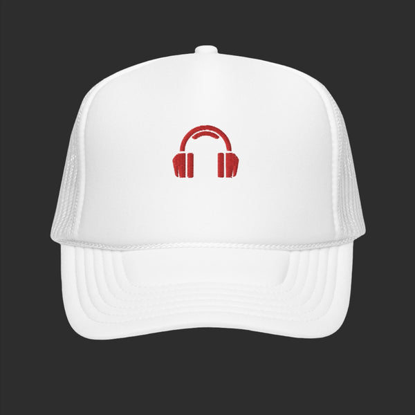 White Headphone Trucker Hat