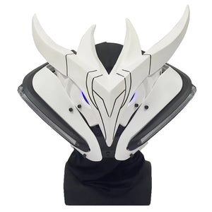 White futuristic helmet with black accents on a white background