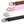 Three belts with silver buckles in brown, pink, and black on a white background