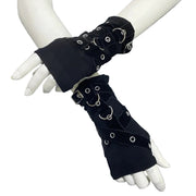 Adjustable Black Goth Gloves