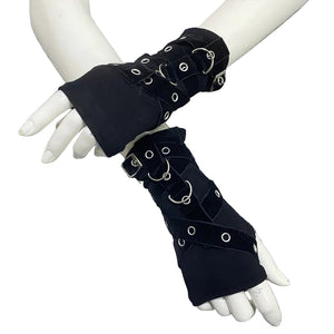 Adjustable Black Goth Gloves