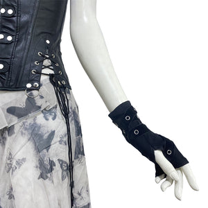 Adjustable Black Goth Gloves