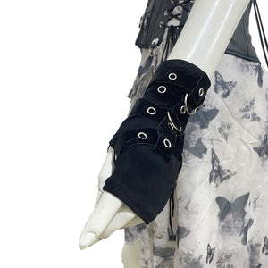 Adjustable Black Goth Gloves